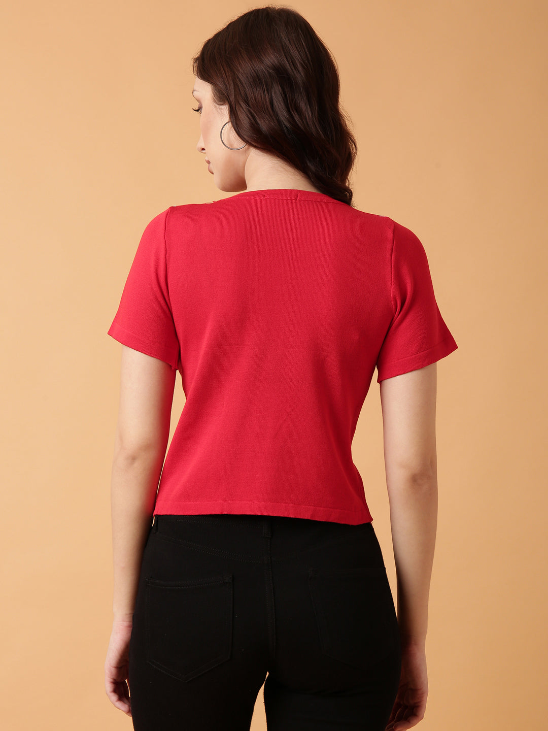 Women Red Solid Top