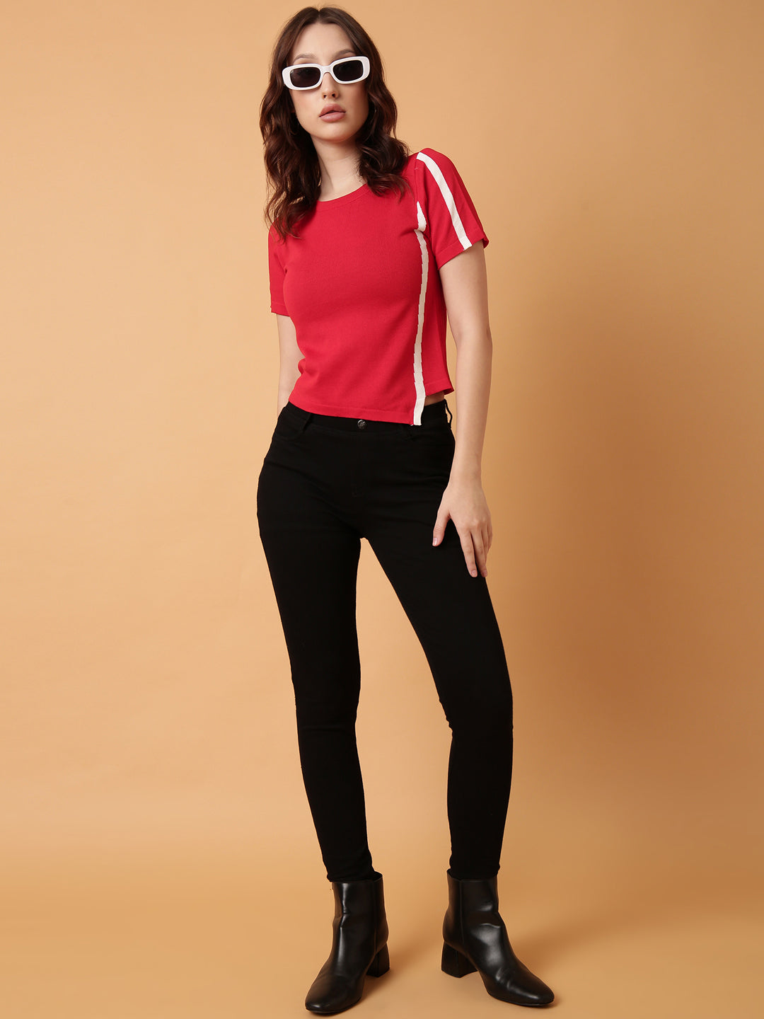 Women Red Solid Top