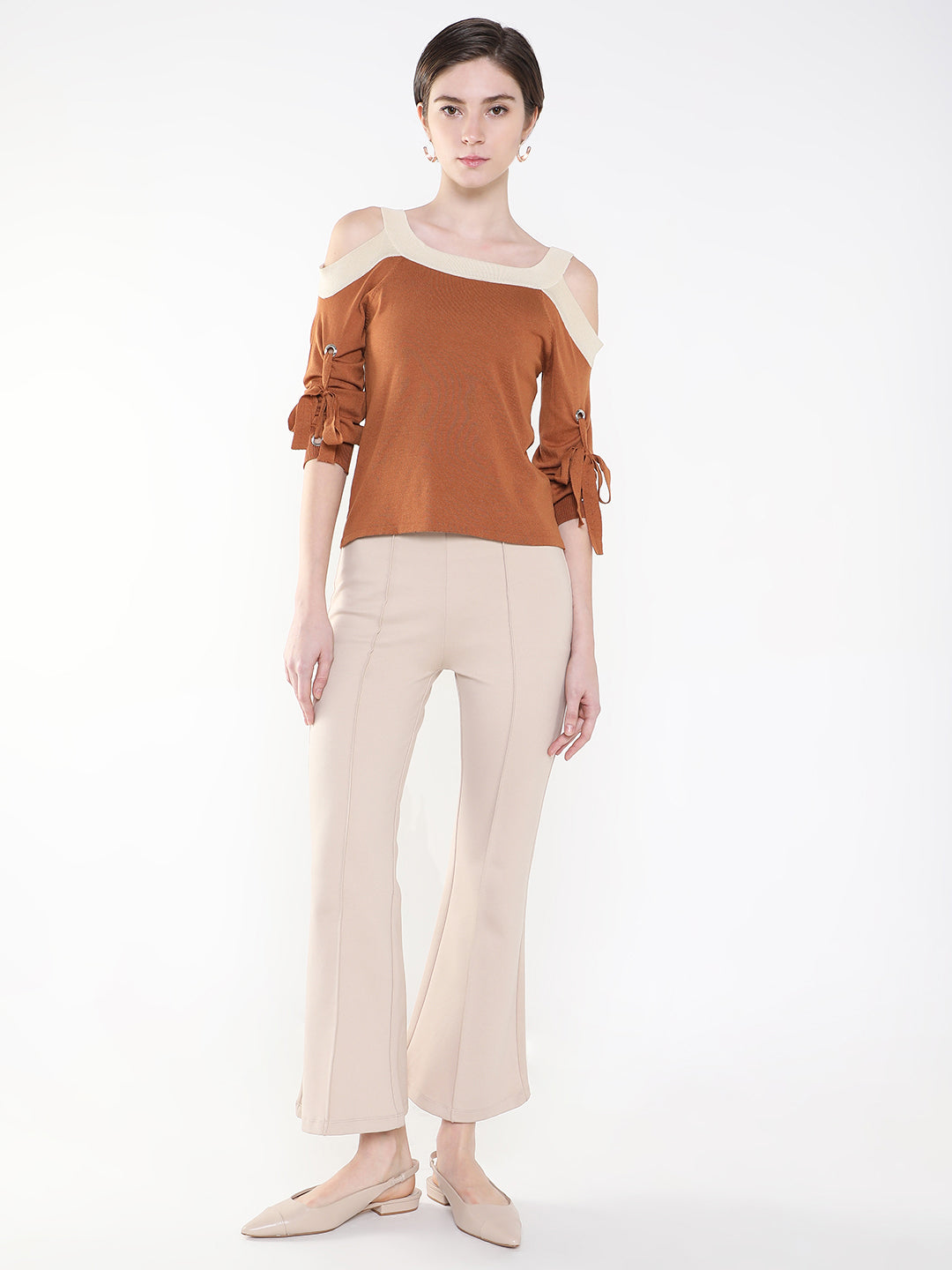 Women Solid Camel Brown Top