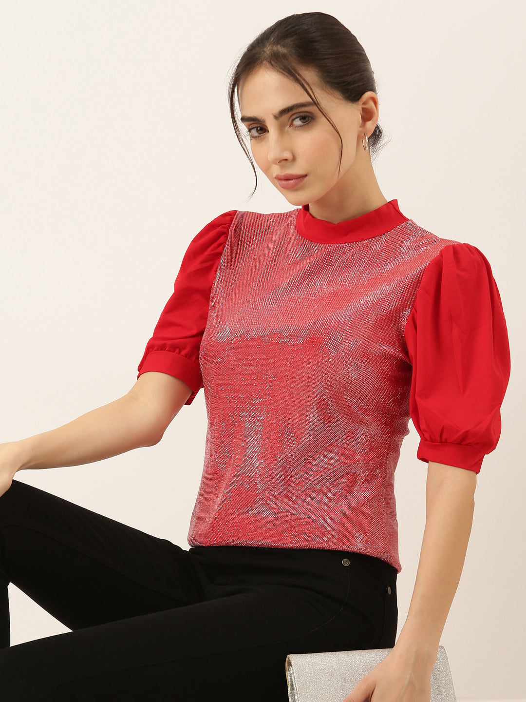 Women Shimmer Red Top