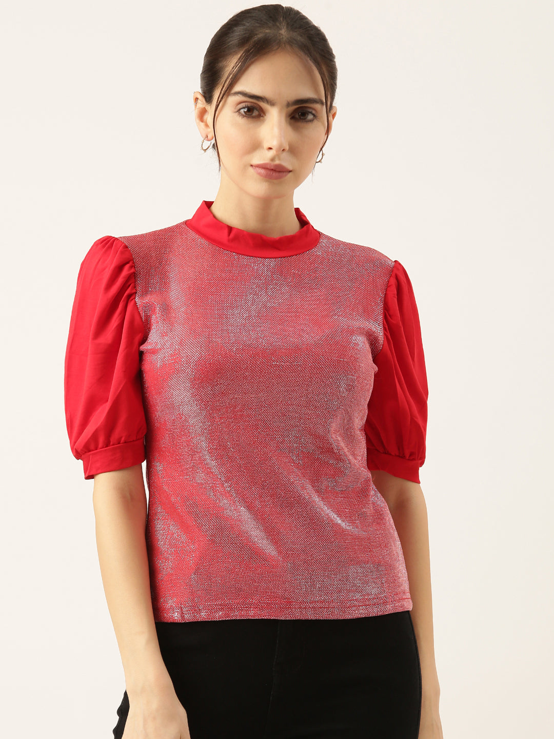 Women Shimmer Red Top