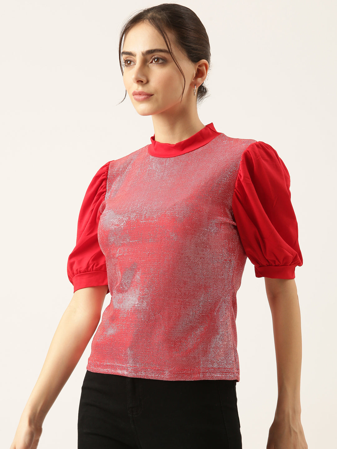 Women Shimmer Red Top