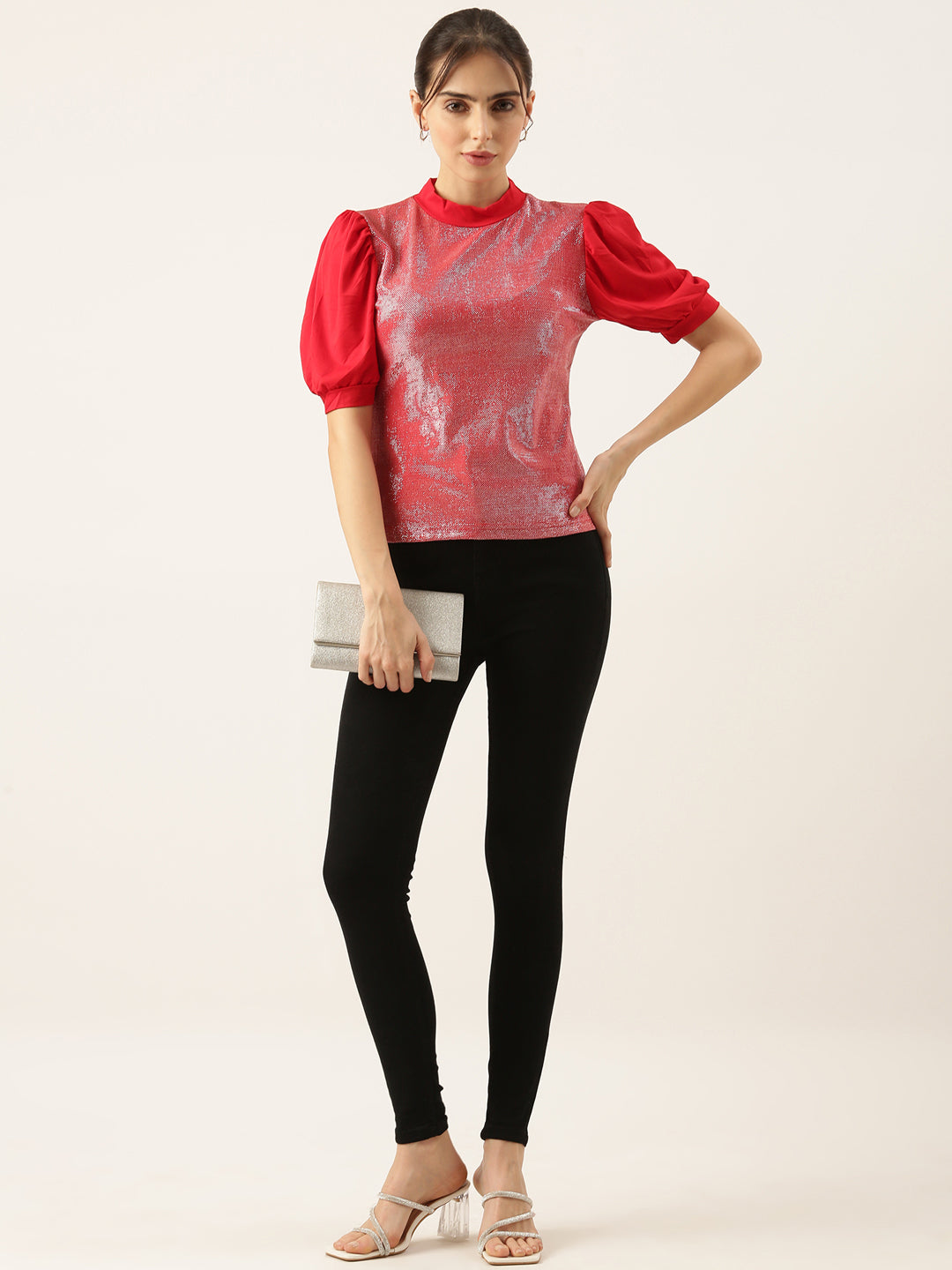 Women Shimmer Red Top