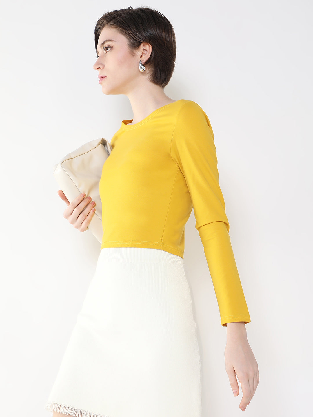 Women Solid Yellow Top