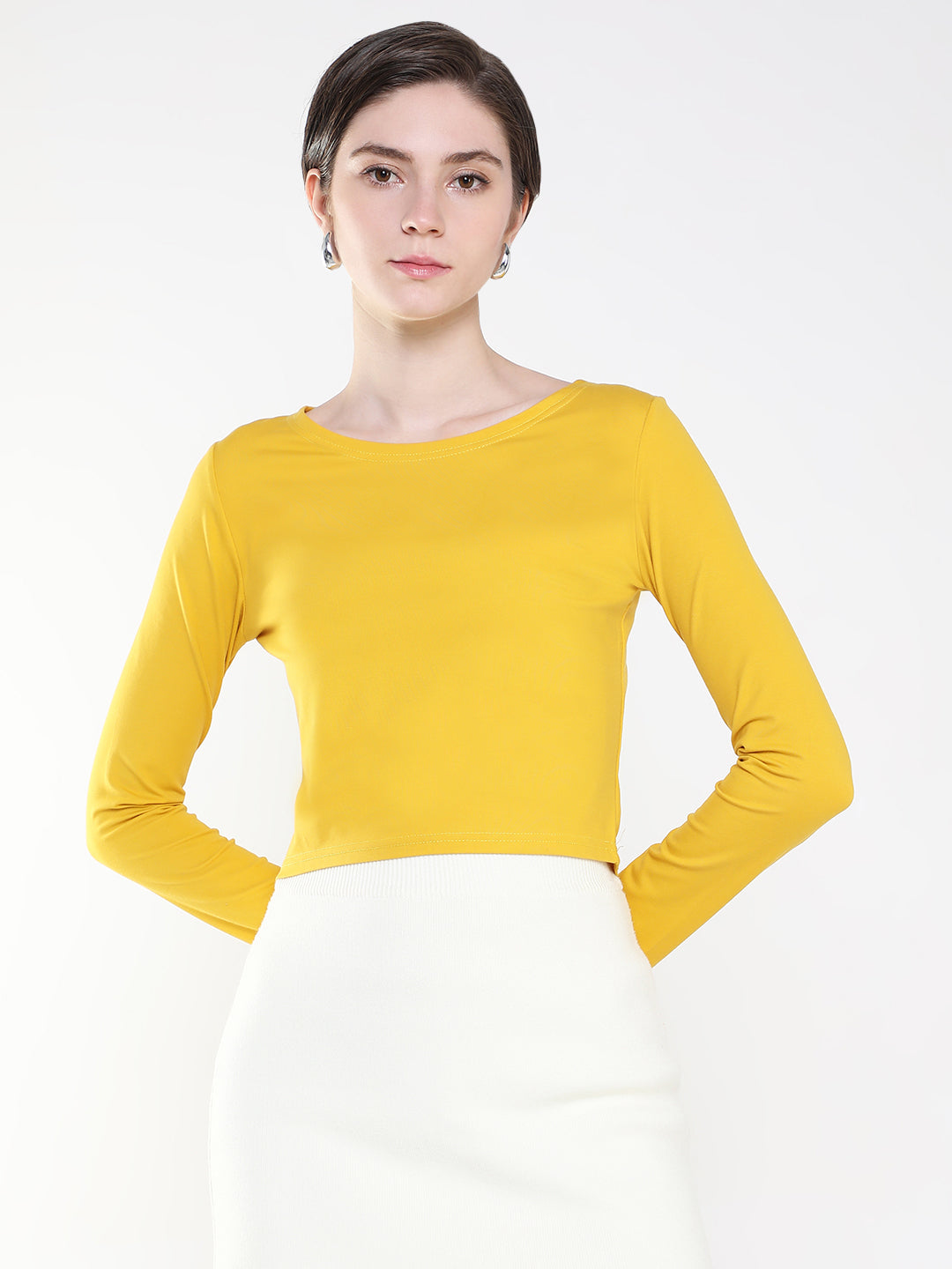 Women Solid Yellow Top