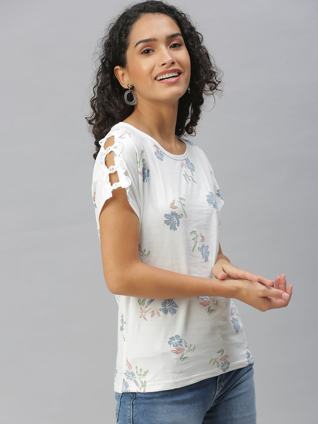 Women Printed White Top