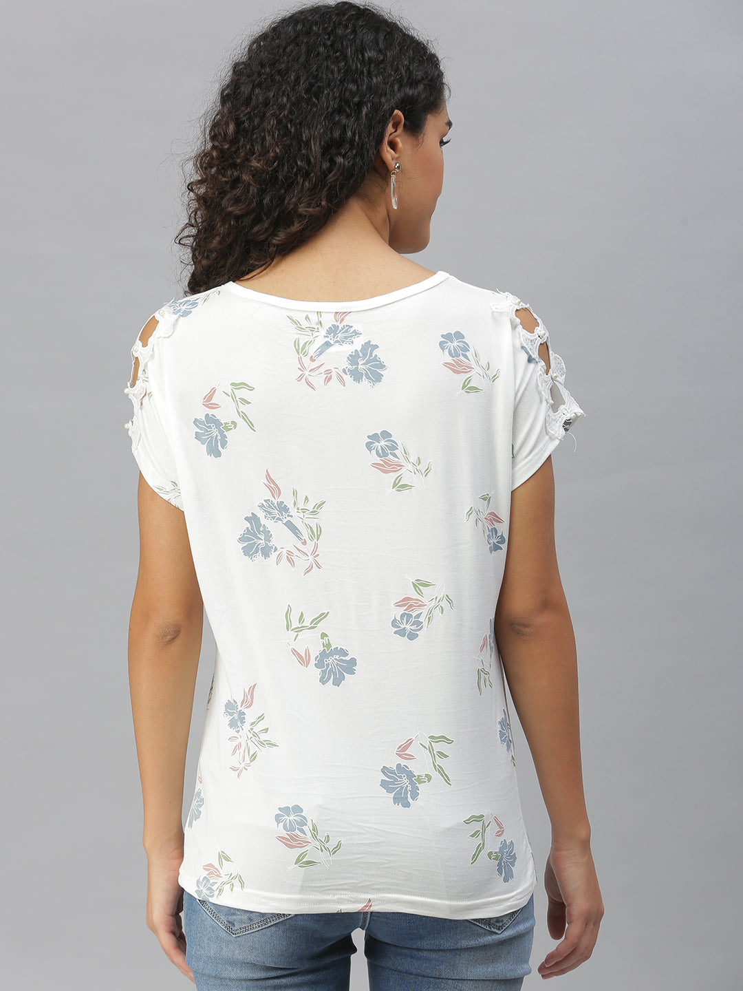 Women Printed White Top