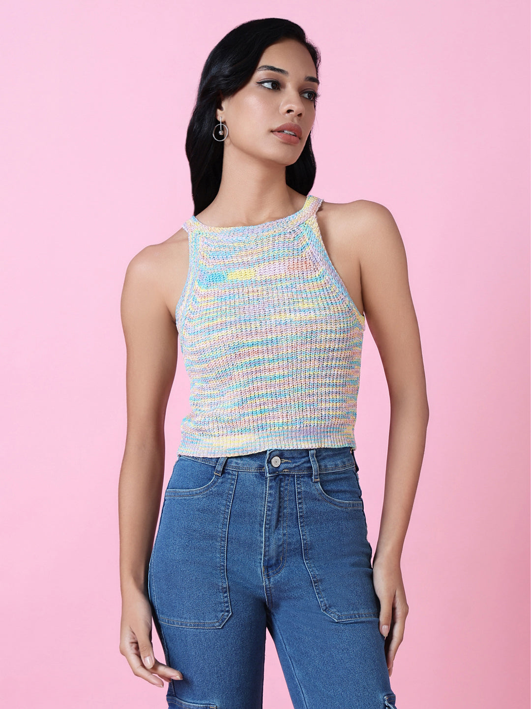 Women Multi Solid Fitted Crop Top