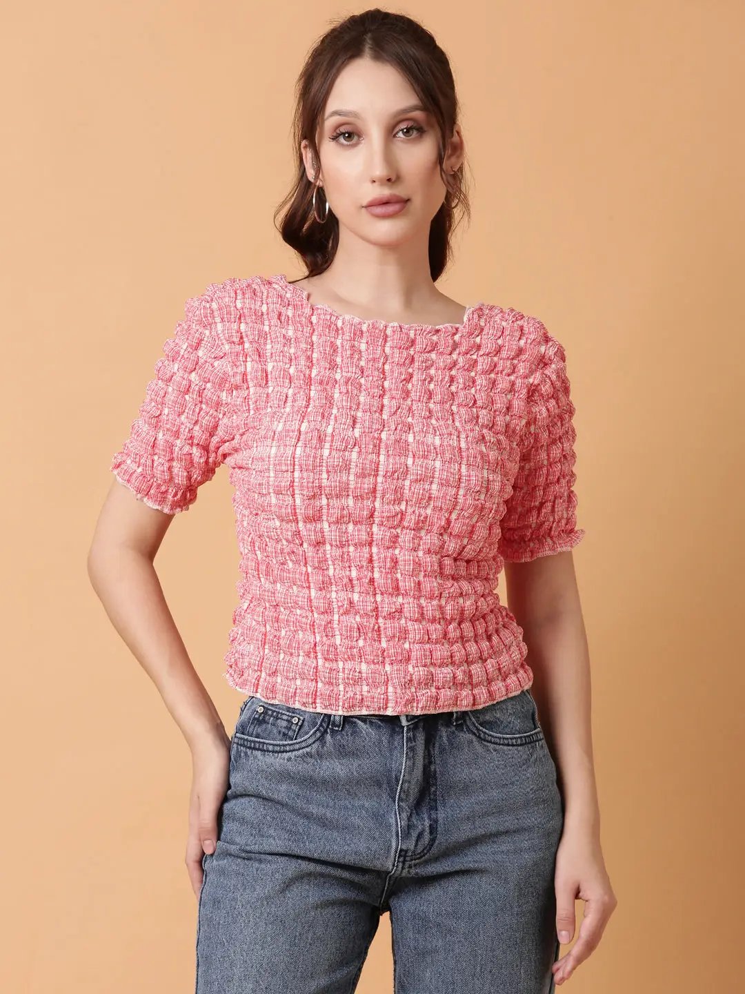 Women's Red Solid Top