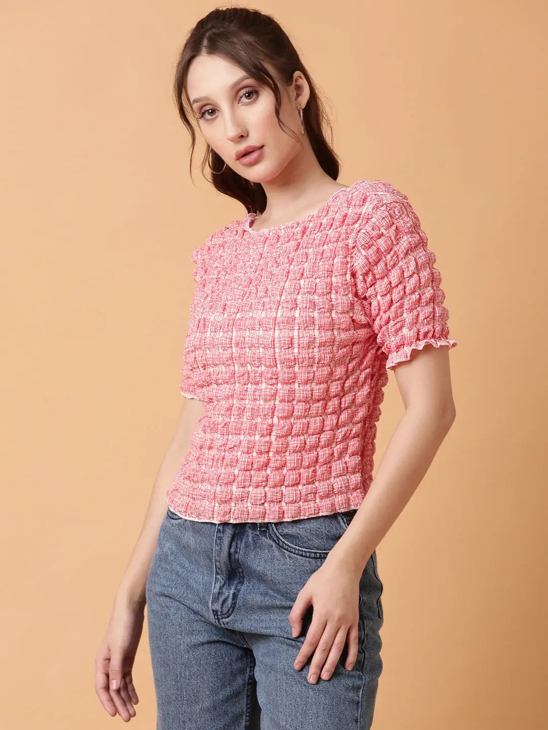Women's Red Solid Top