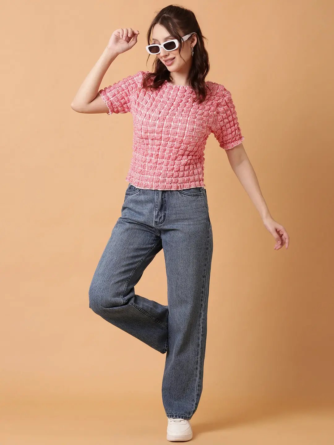 Women's Red Solid Top