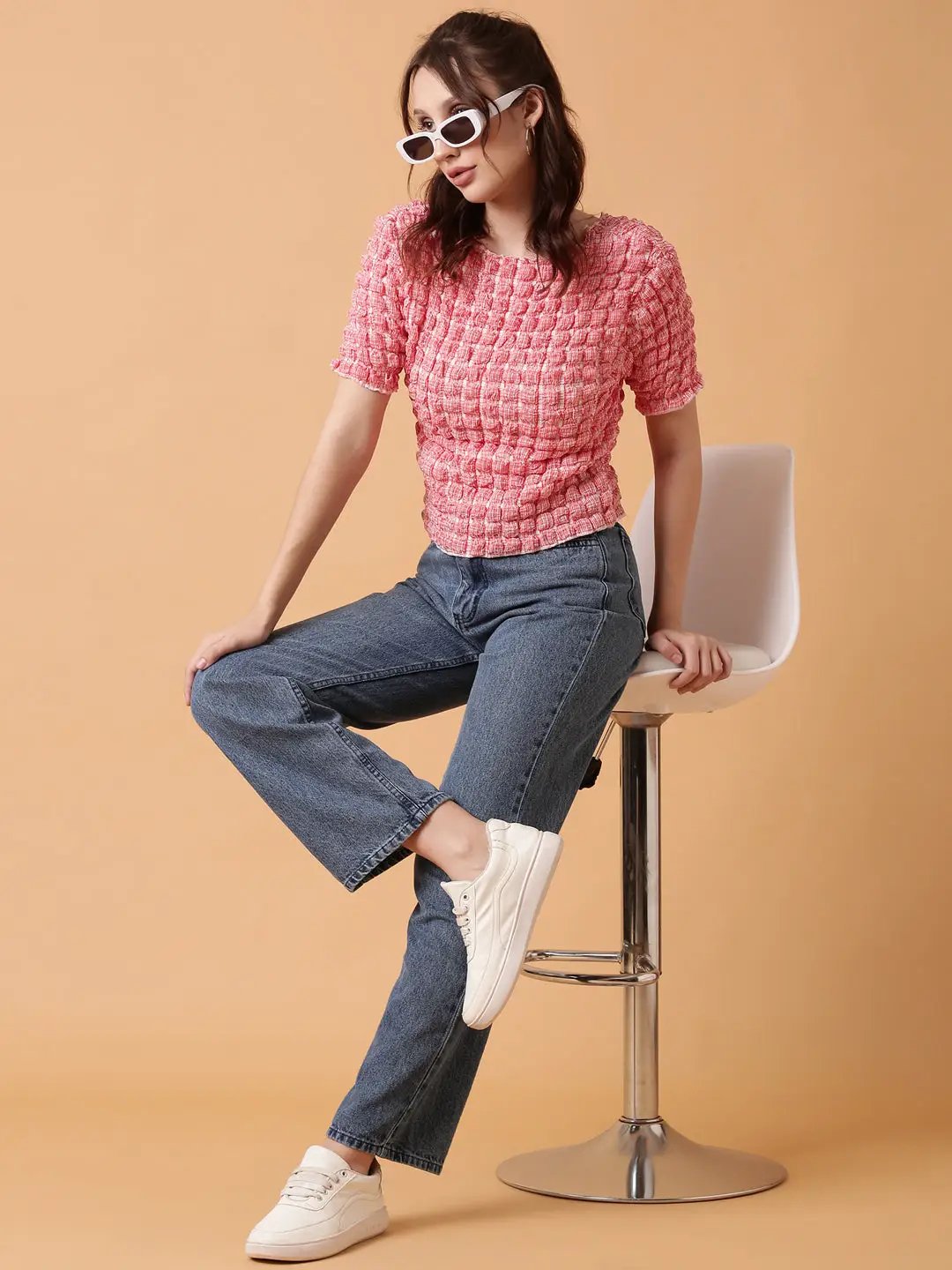 Women's Red Solid Top