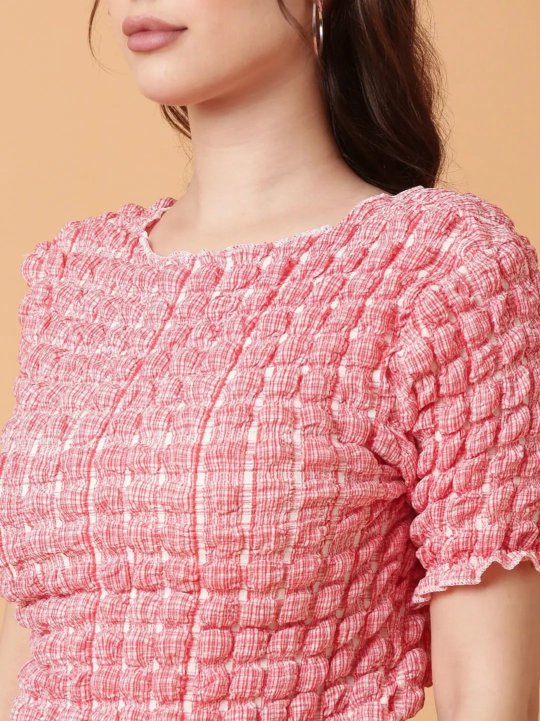 Women's Red Solid Top