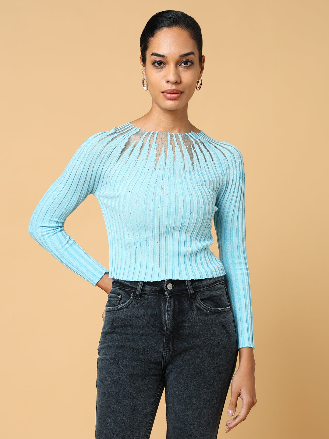 Women's Blue Solid Top