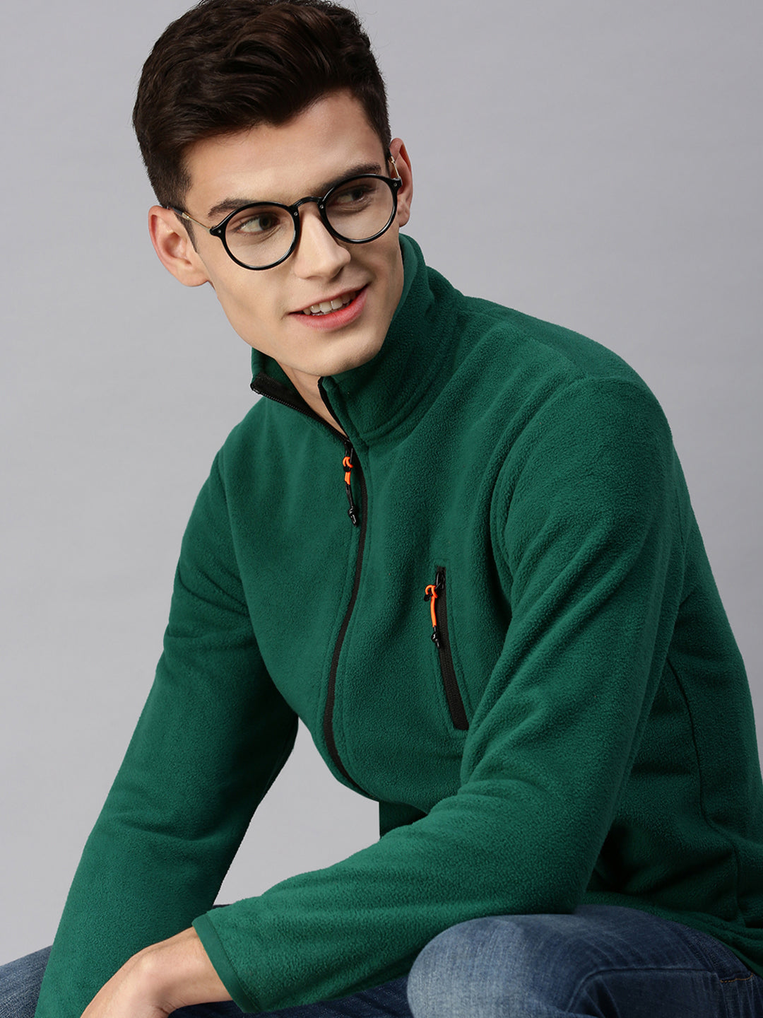 Men Solid Green Sweatshirt