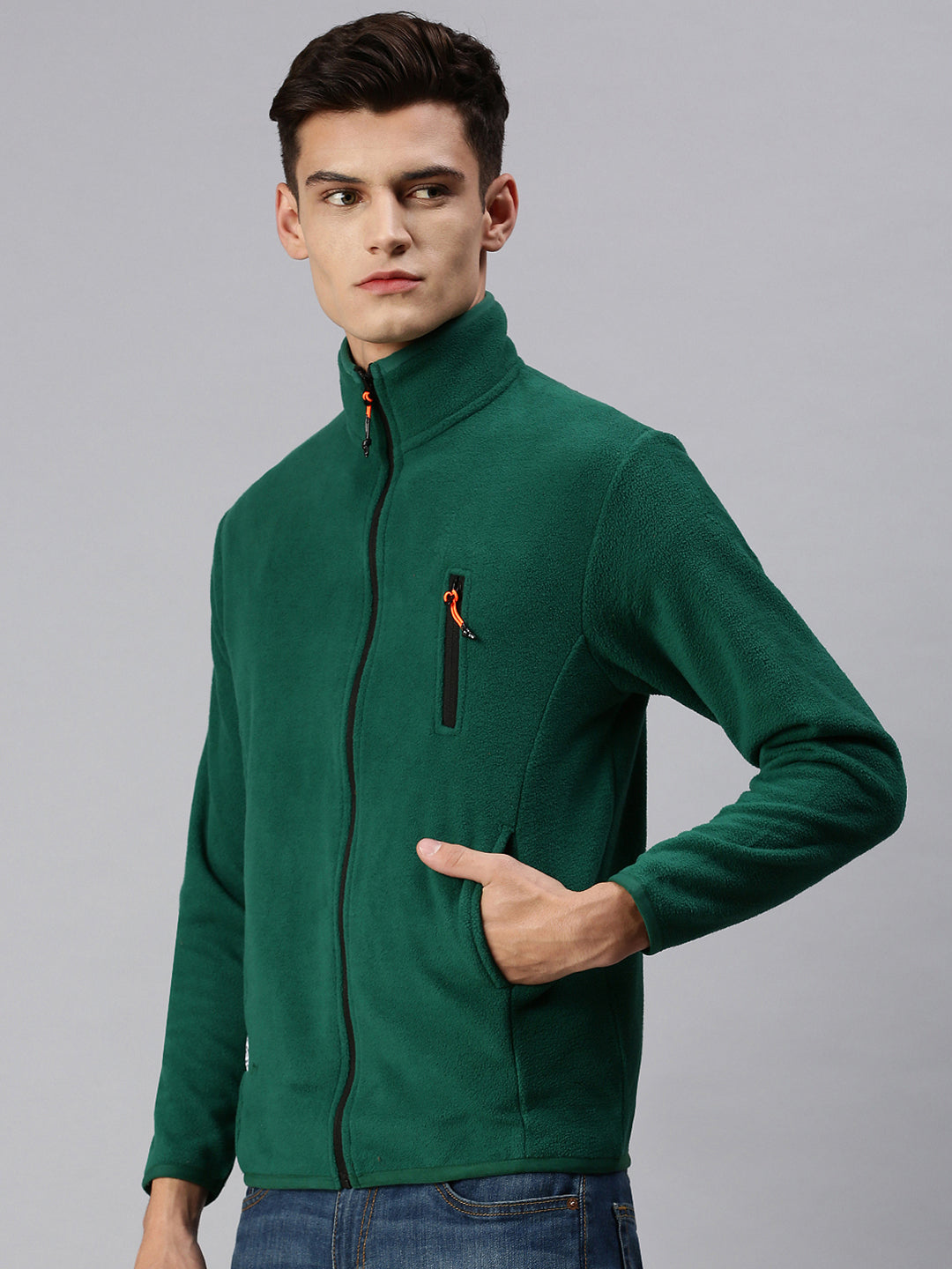 Men Solid Green Sweatshirt