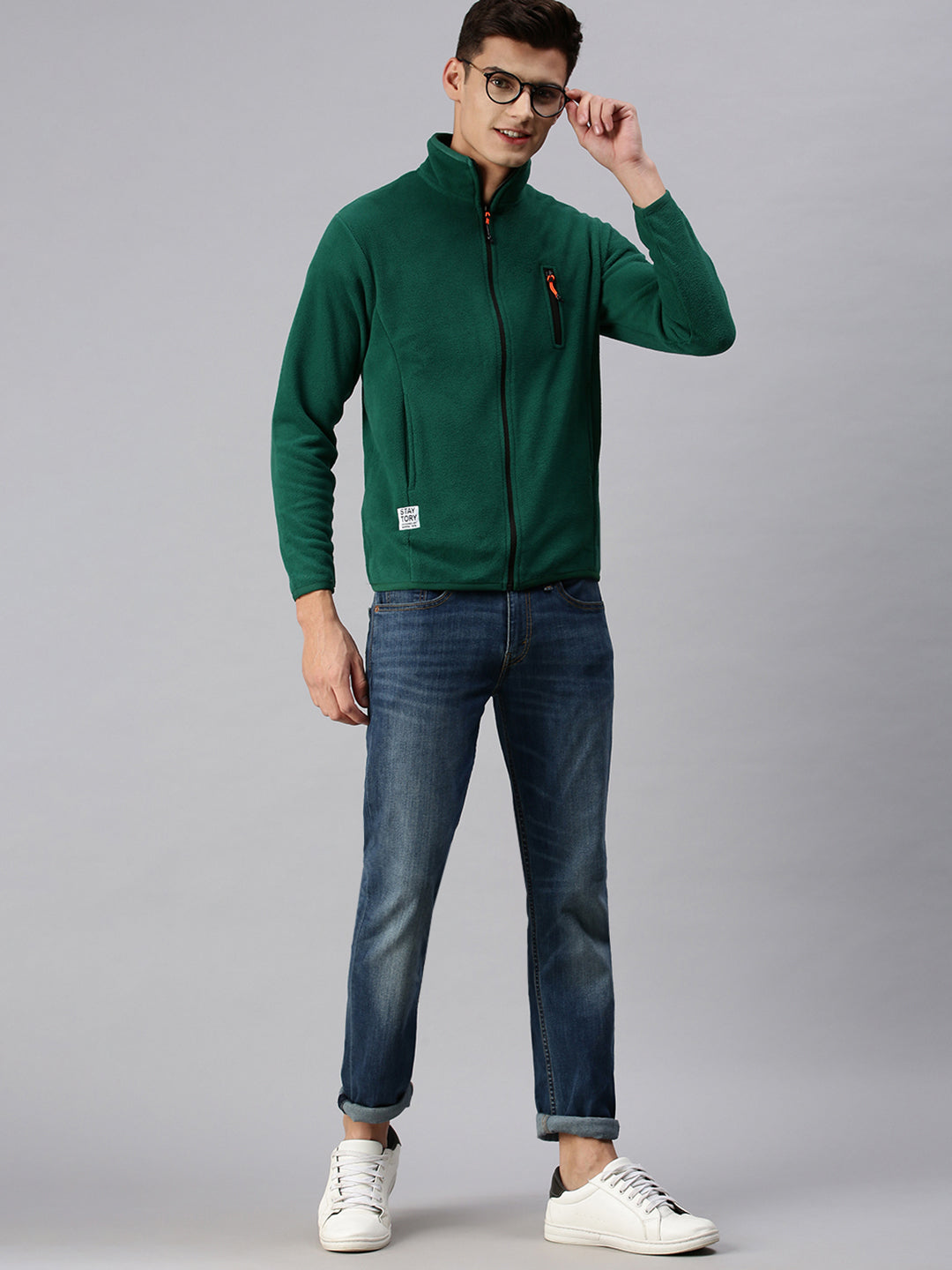 Men Solid Green Sweatshirt