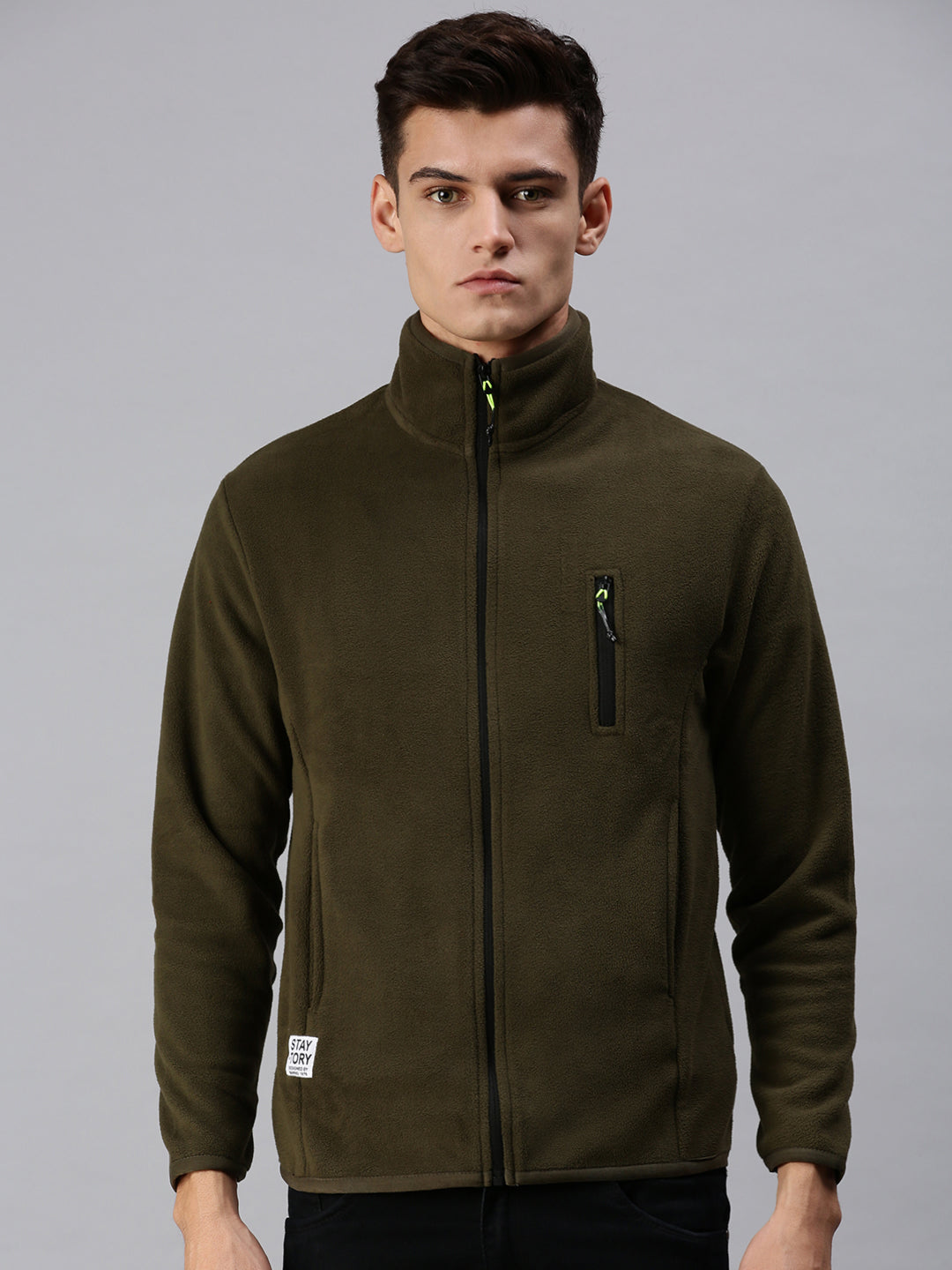 Men Solid Green Sweatshirt