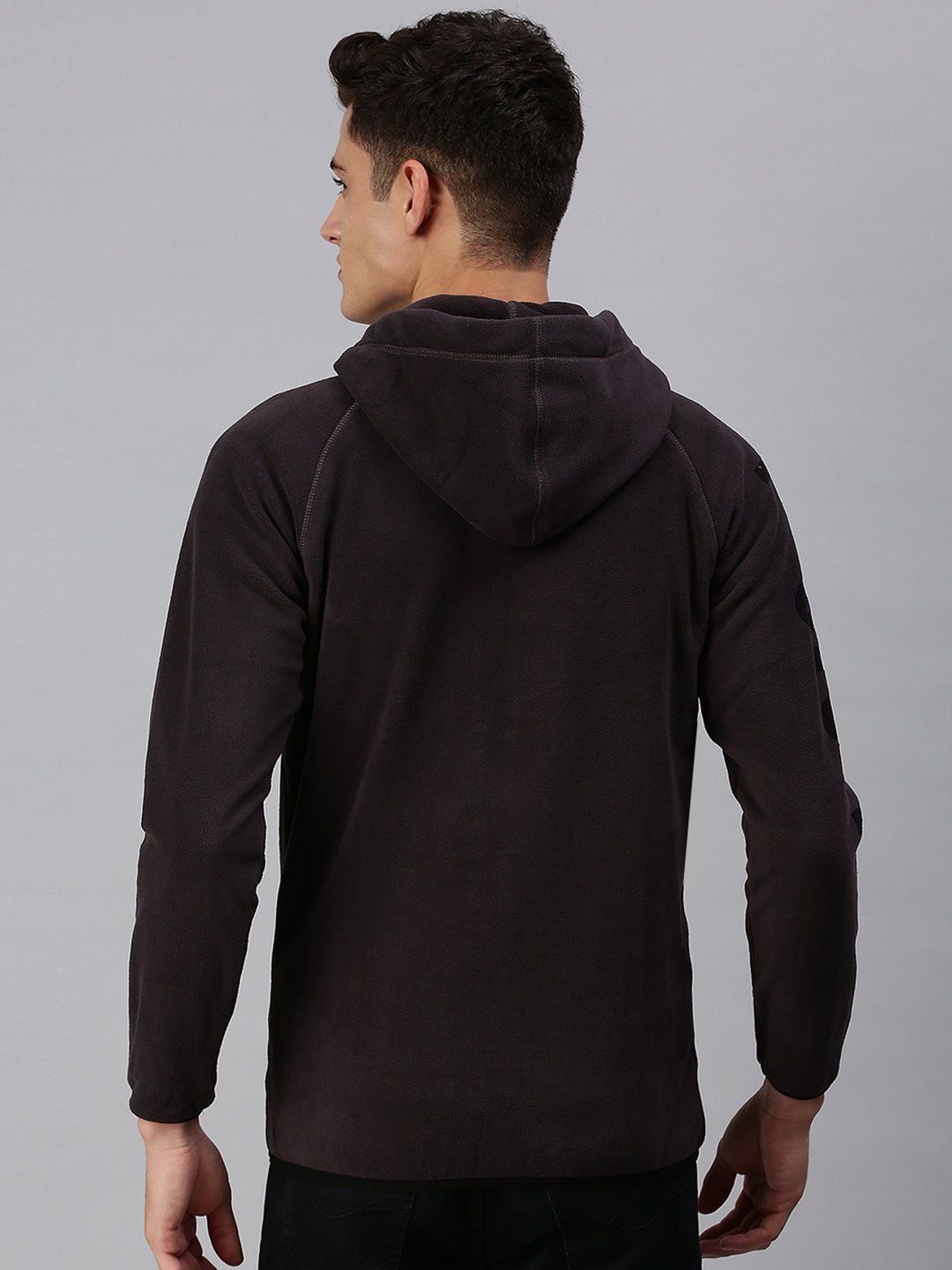 Men Hooded Solid Grey Sweatshirt