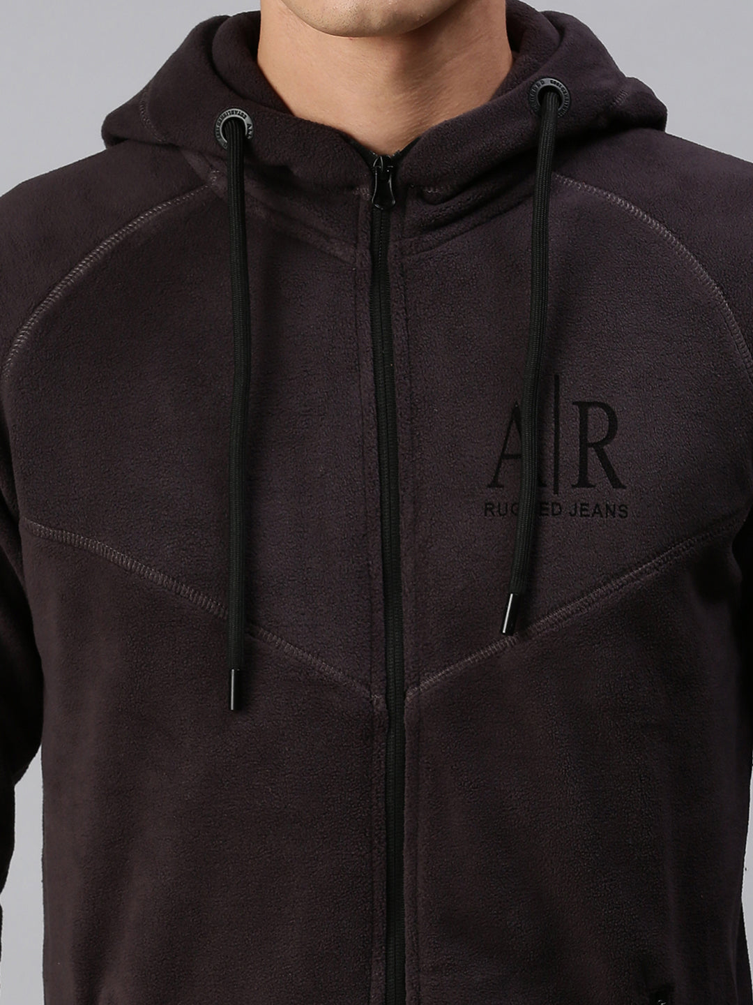 Men Hooded Solid Grey Sweatshirt