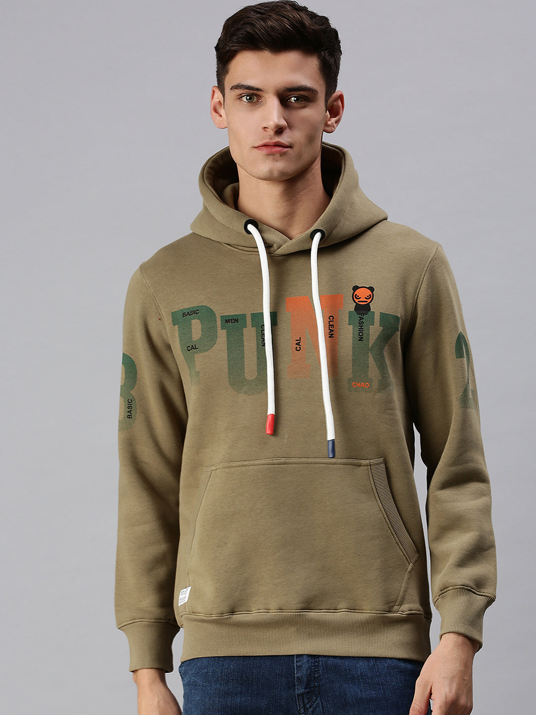 Men Hooded Graphic Print Multi Sweatshirt