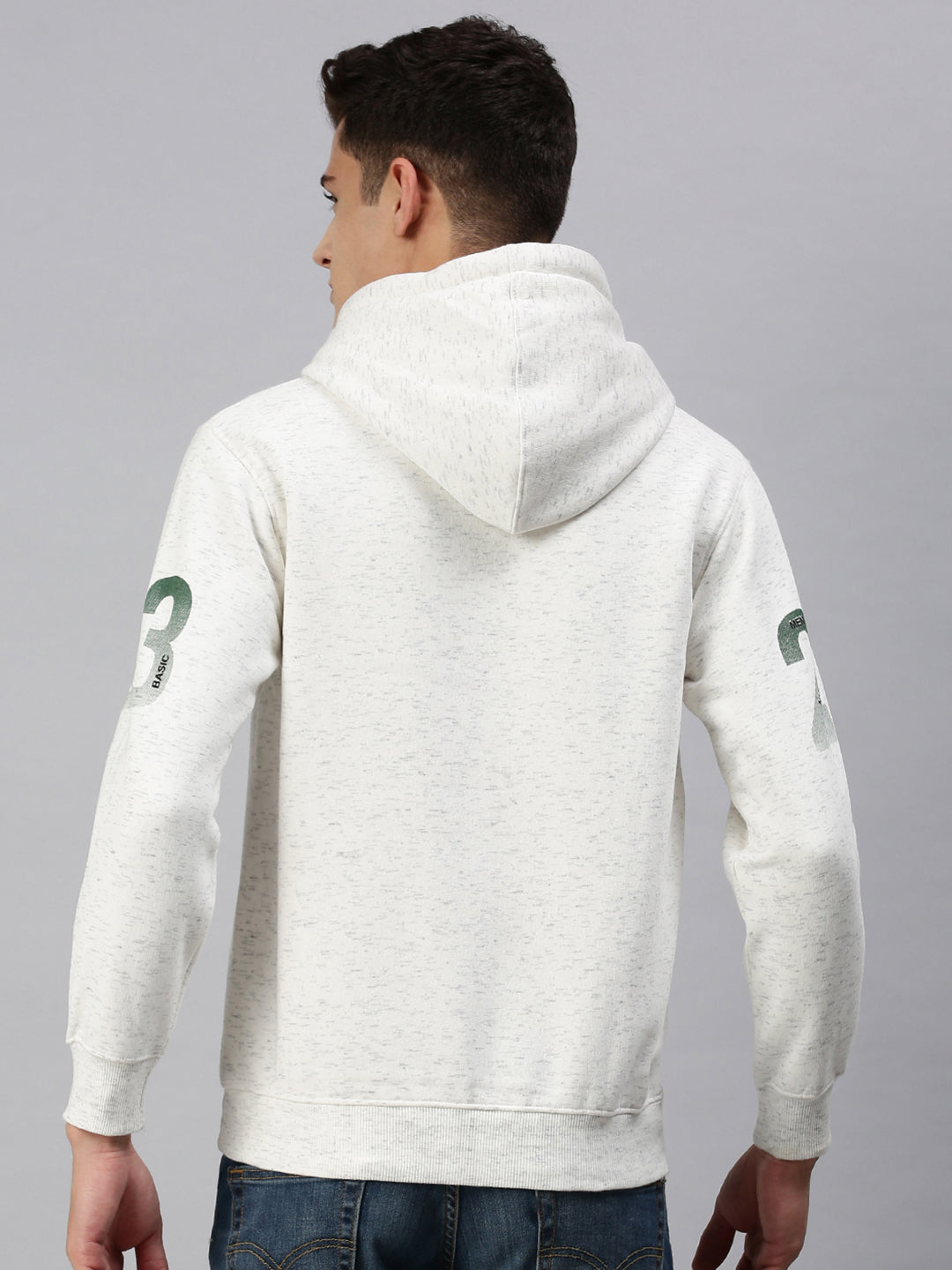 Men Hooded Solid White Pullover