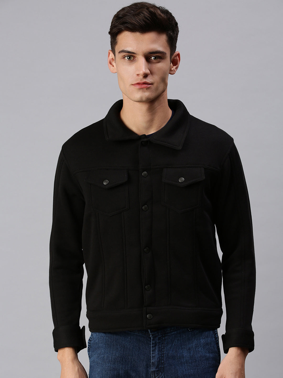 Men Solid Black Sweatshirt