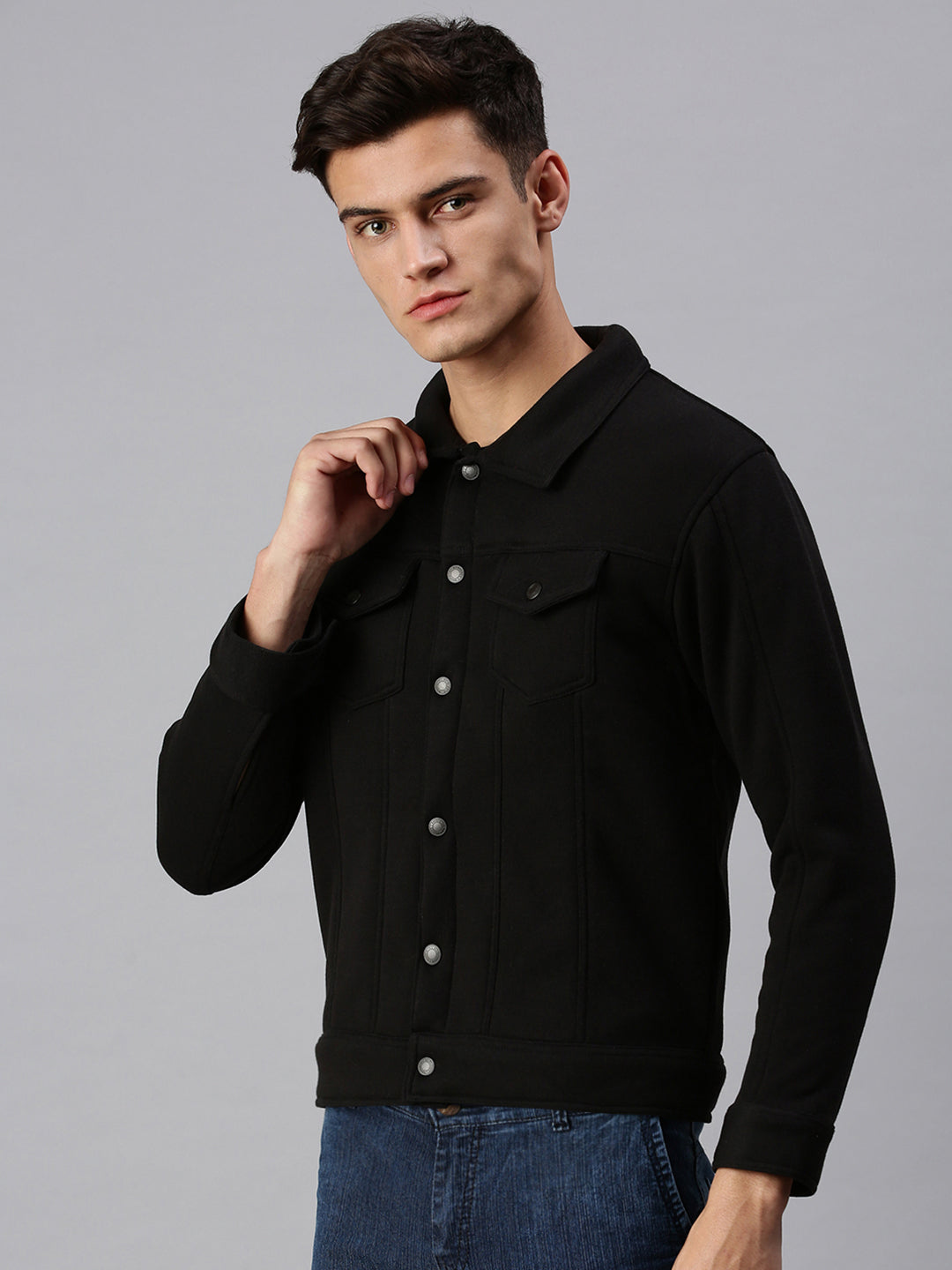 Men Solid Black Sweatshirt