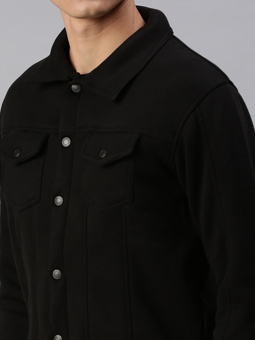 Men Solid Black Sweatshirt