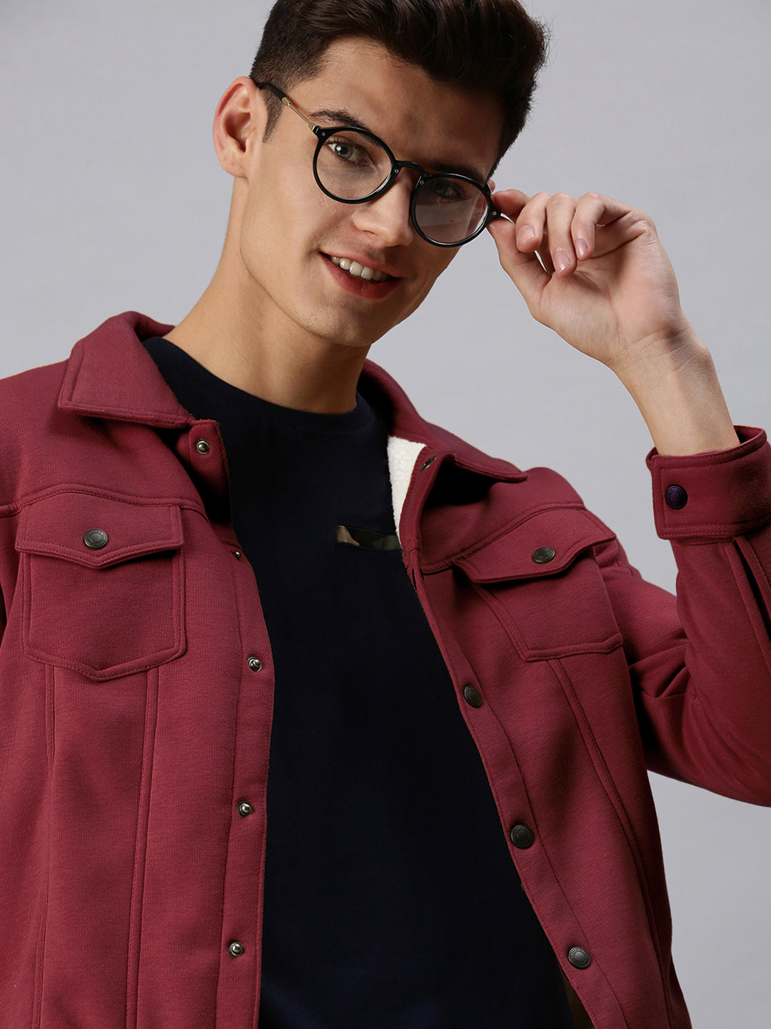 Men's Maroon Button Down Jacket
