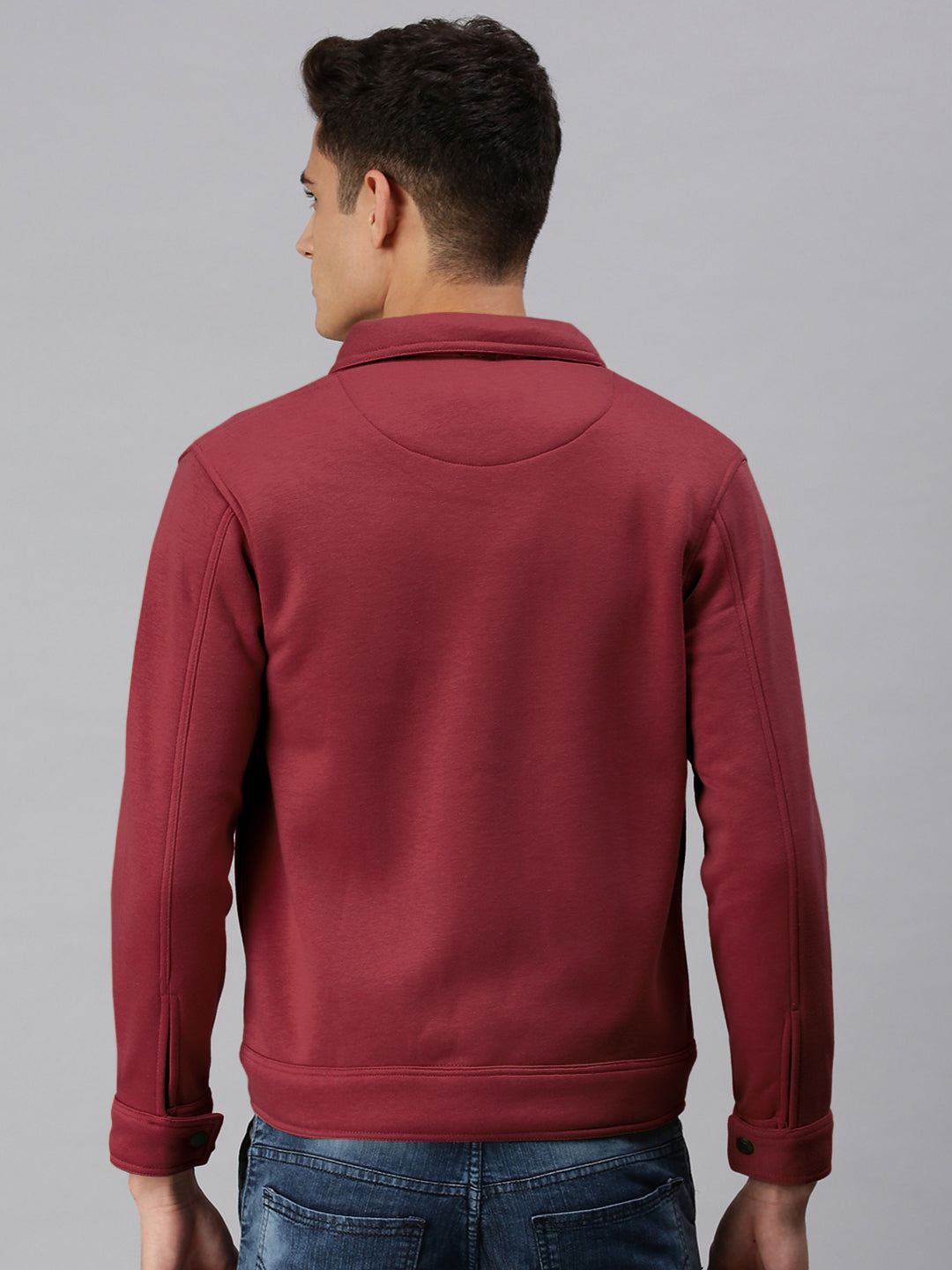 Men's Maroon Button Down Jacket