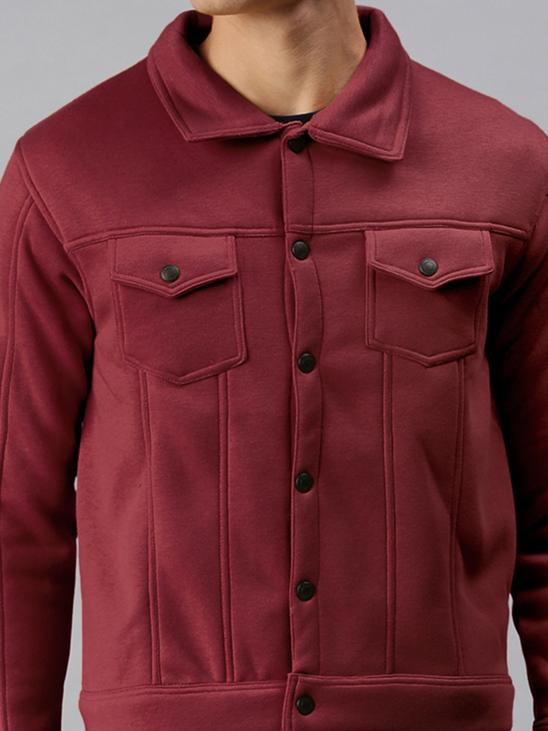 Men's Maroon Button Down Jacket