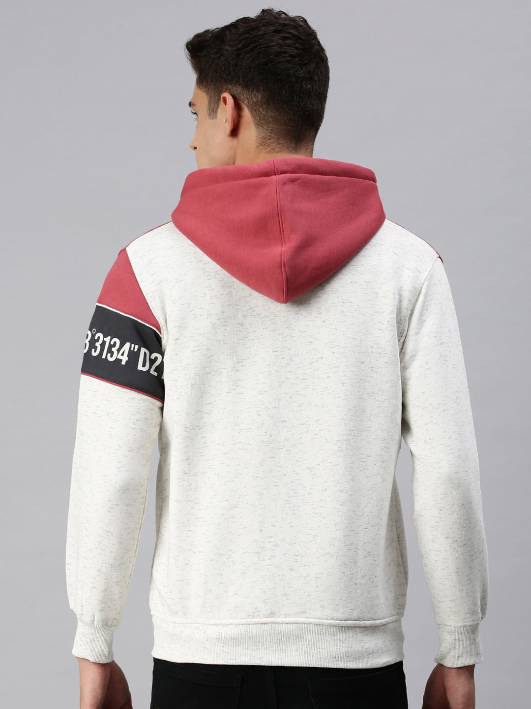 Men Hooded Colourblocked Red Sweatshirt