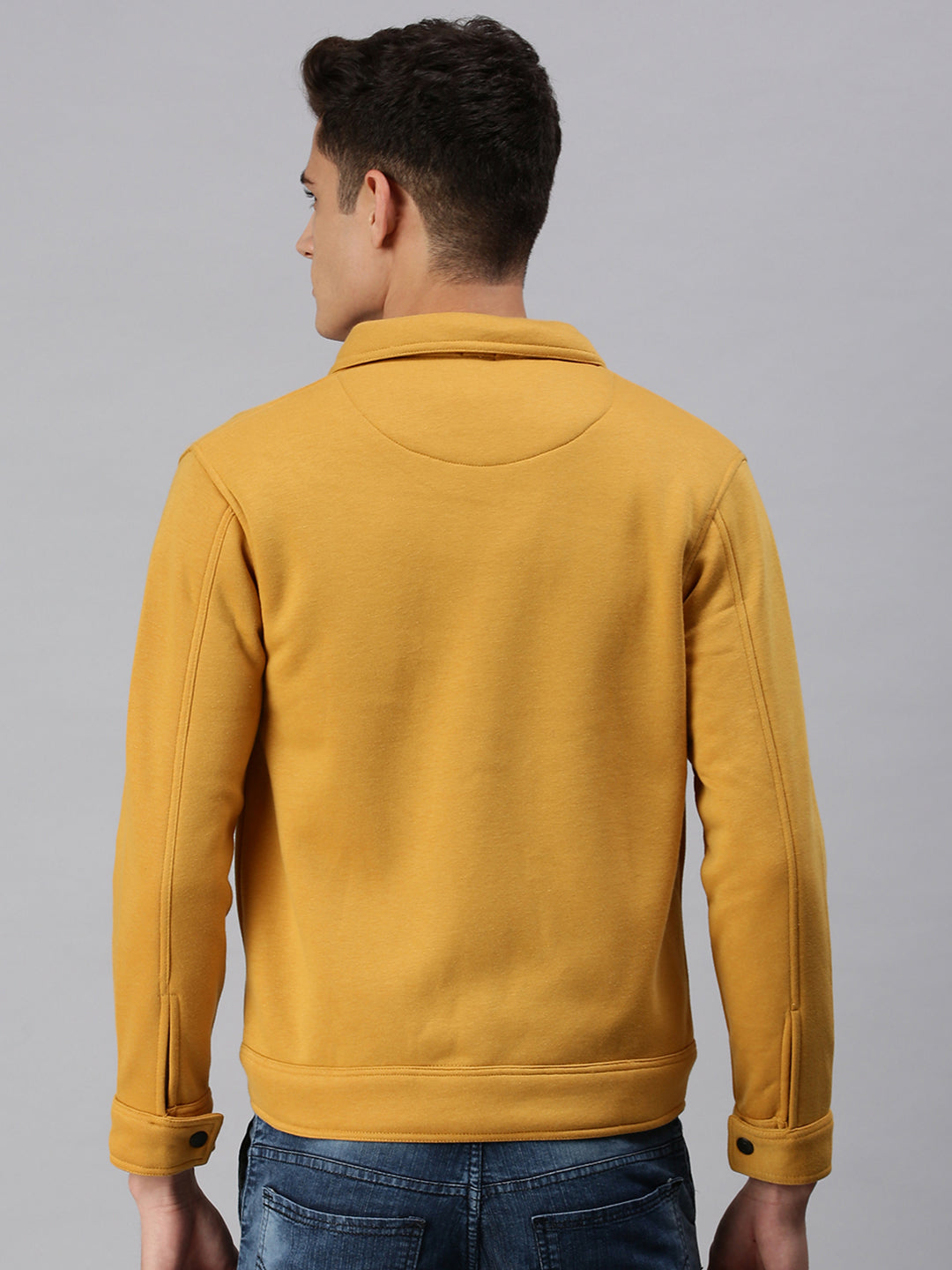 Men Solid Yellow Sweatshirt