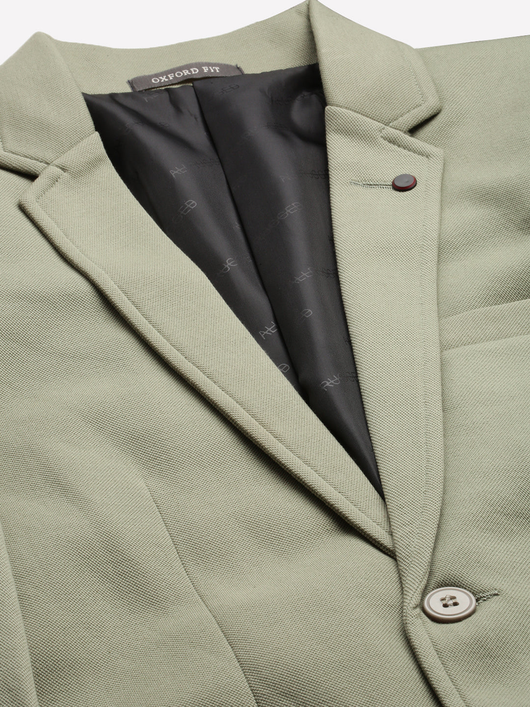 Men Green Solid Single Breasted Blazer