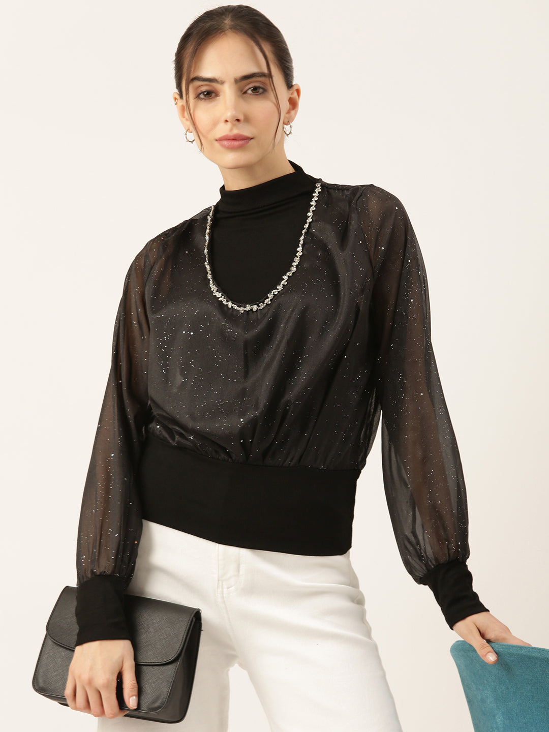 Women Black Solid Top