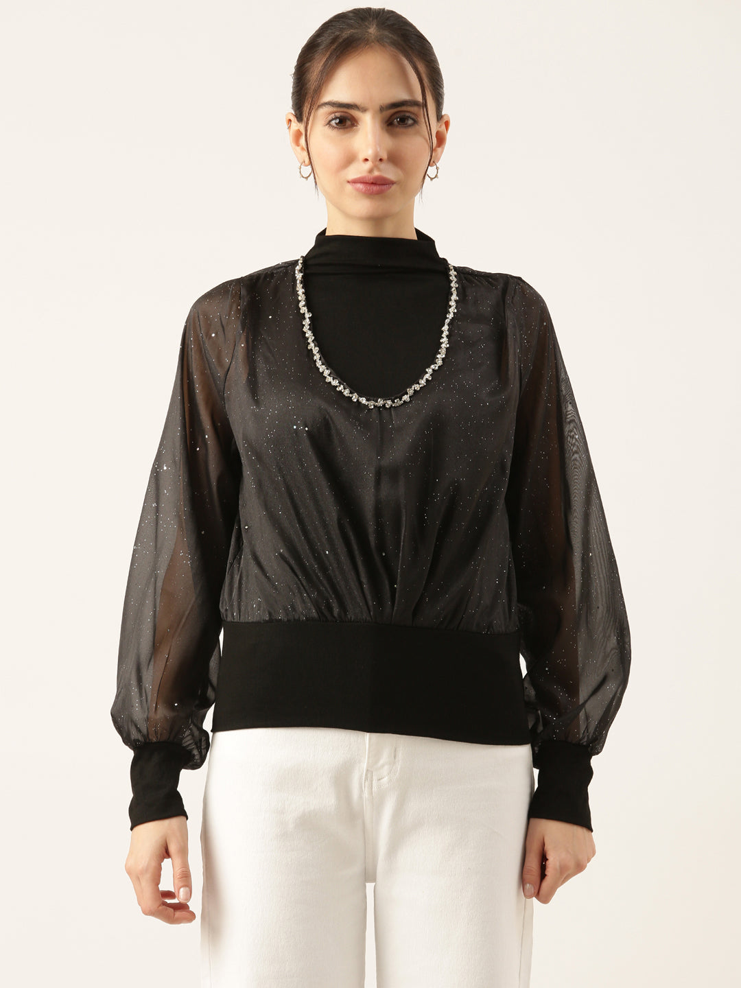 Women Black Solid Top