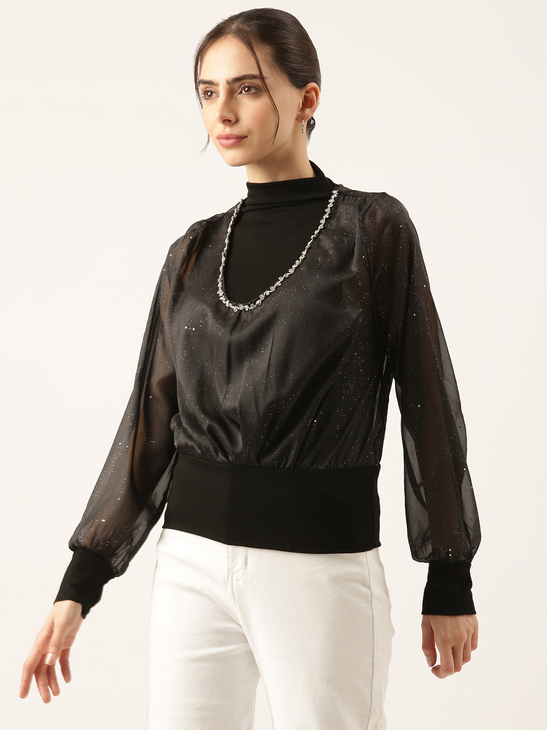 Women Black Solid Top