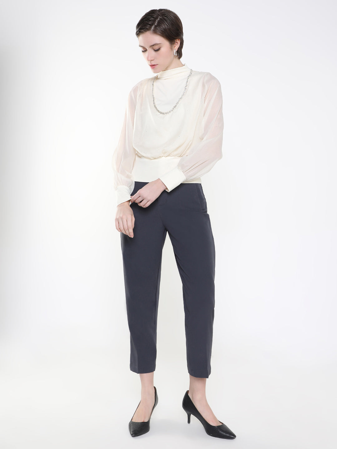 Women Cream Solid Top