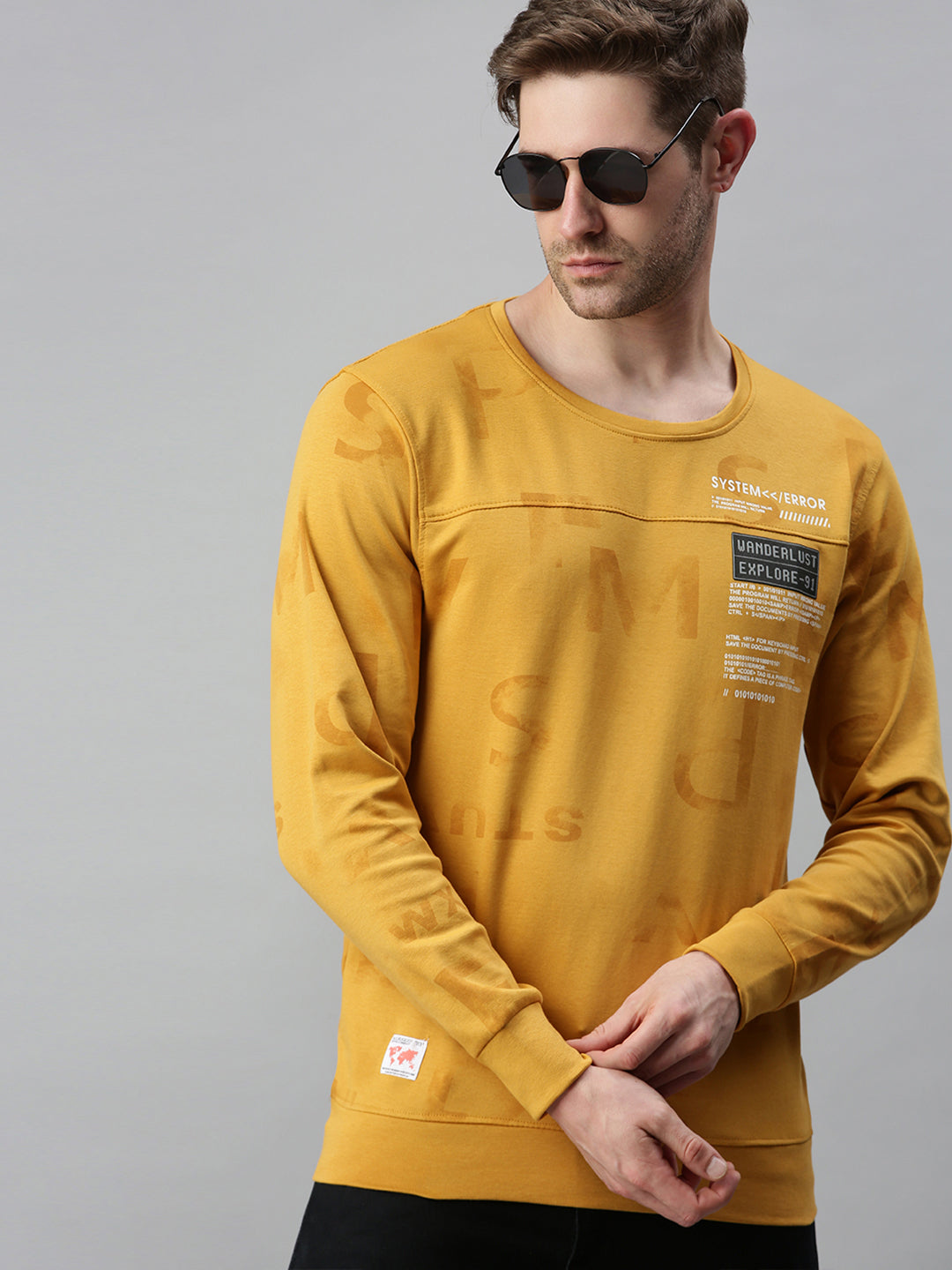 Men Printed Yellow Sweatshirt