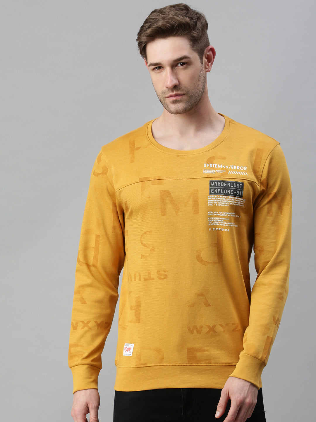 Men Printed Yellow Sweatshirt