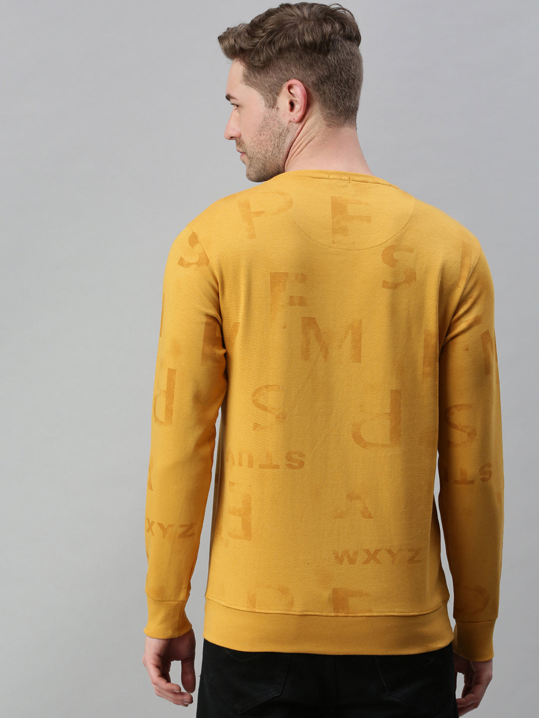 Men Printed Yellow Sweatshirt