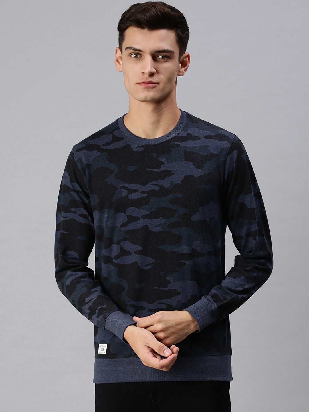 Men Camouflage Navy Blue Sweatshirt