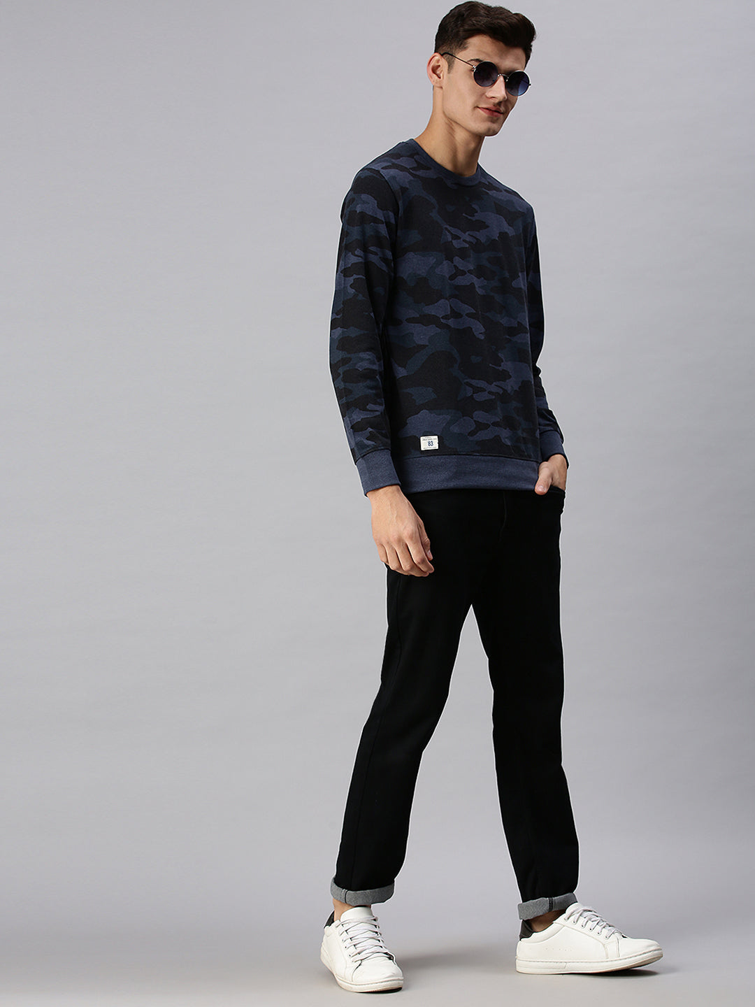 Men Camouflage Navy Blue Sweatshirt