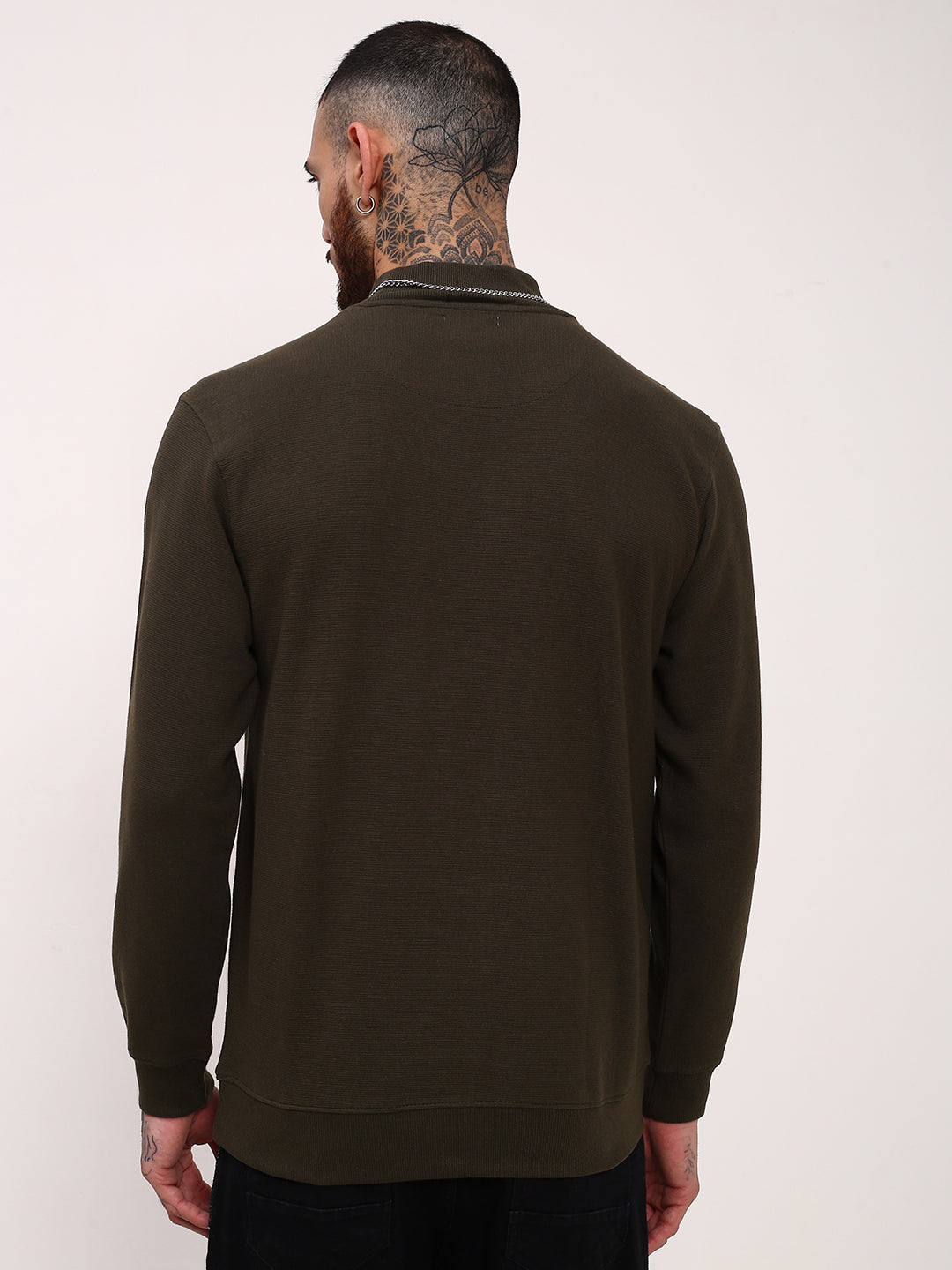 Men Olive Solid Sweater