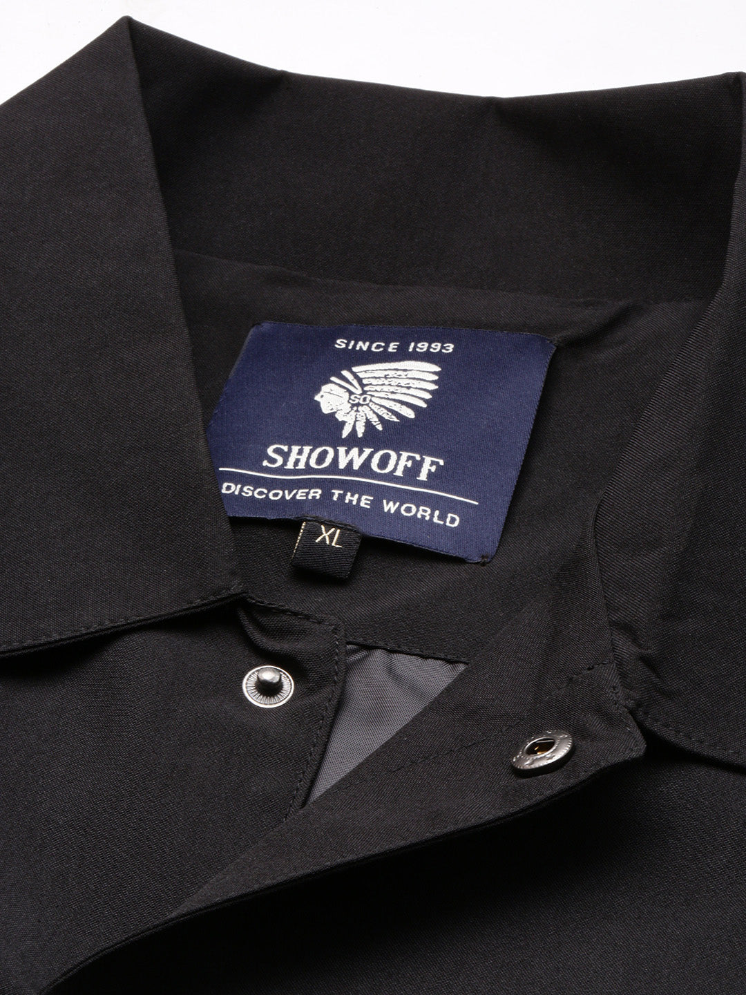 Men's Spread Collar Black Solid Tailored Jacket