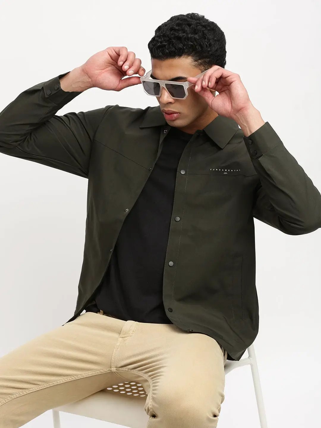Men's Spread Collar Green Solid Tailored Jacket