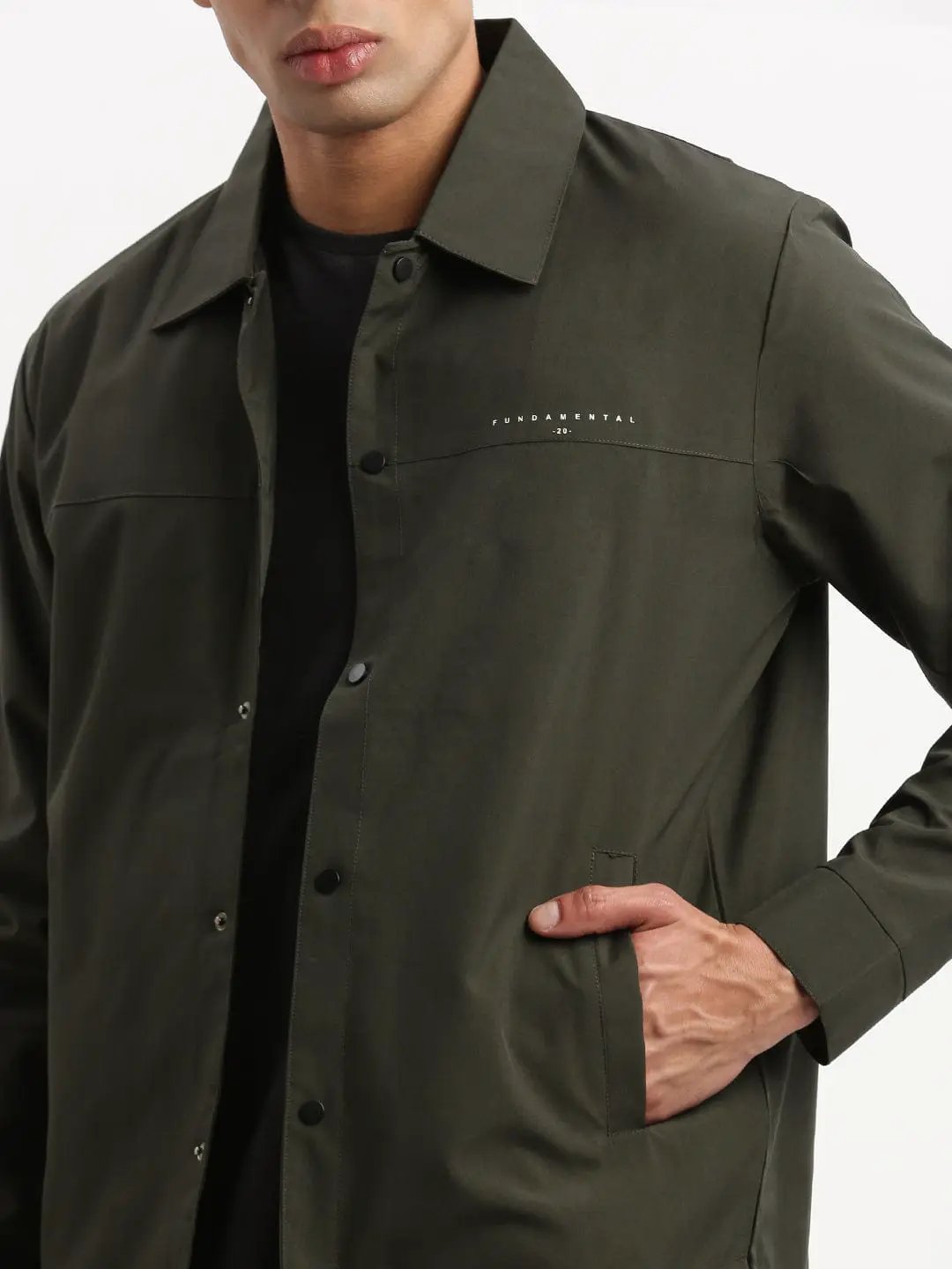 Men's Spread Collar Green Solid Tailored Jacket