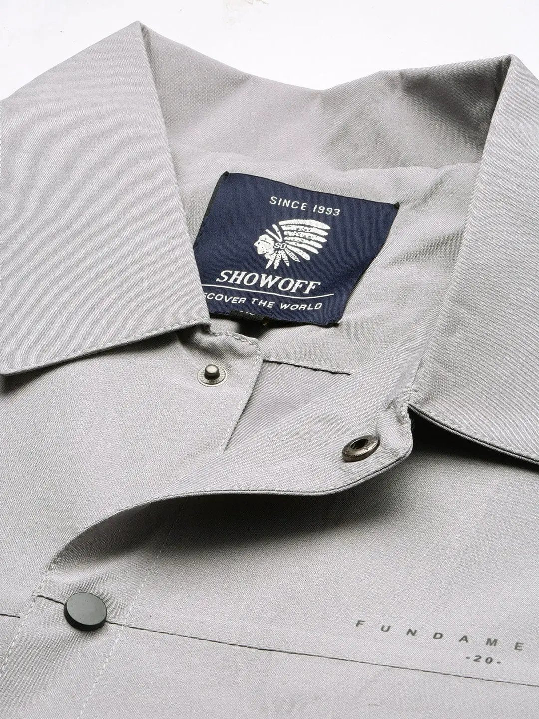 Men's Spread Collar Grey Solid Tailored Jacket