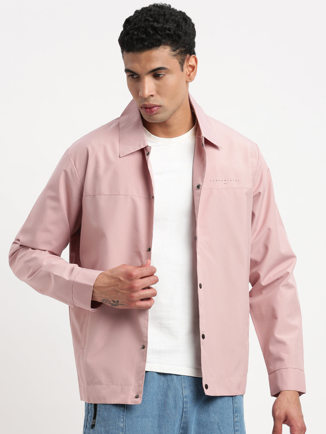 Men Spread Collar Peach Solid Tailored Jacket